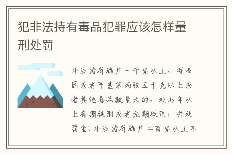 犯非法持有毒品犯罪应该怎样量刑处罚