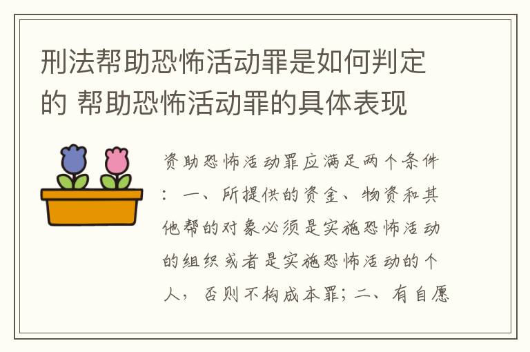 刑法帮助恐怖活动罪是如何判定的 帮助恐怖活动罪的具体表现