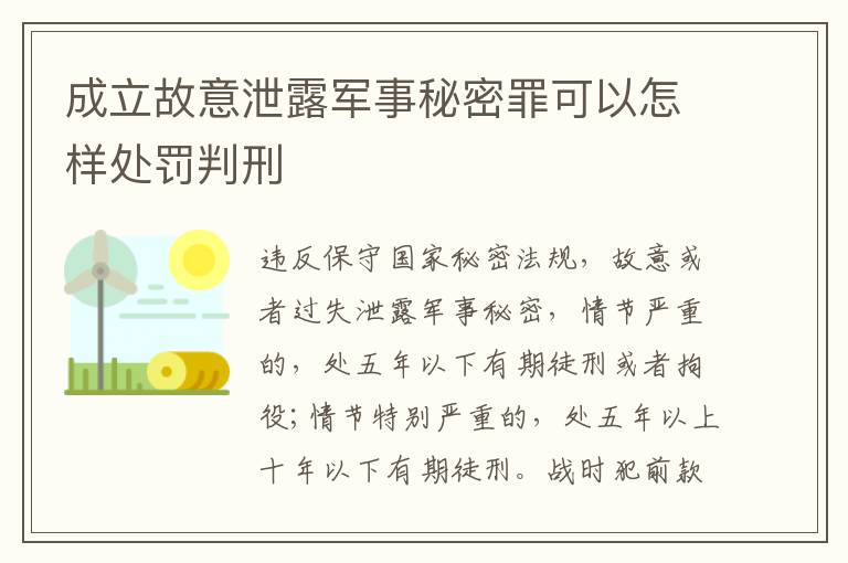 成立故意泄露军事秘密罪可以怎样处罚判刑