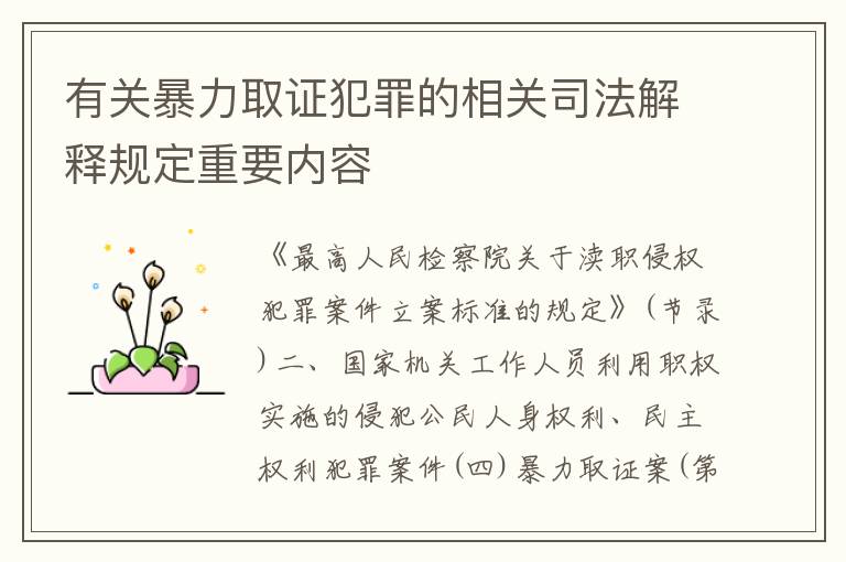 有关暴力取证犯罪的相关司法解释规定重要内容