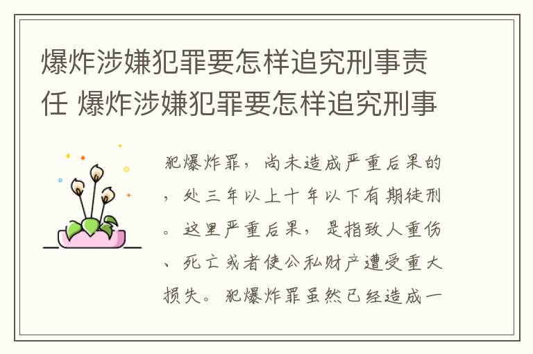 爆炸涉嫌犯罪要怎样追究刑事责任 爆炸涉嫌犯罪要怎样追究刑事责任呢