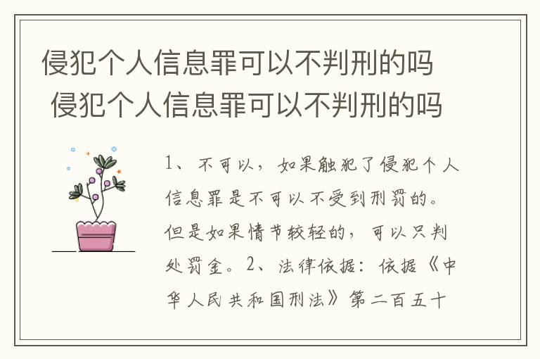 侵犯个人信息罪可以不判刑的吗 侵犯个人信息罪可以不判刑的吗知乎