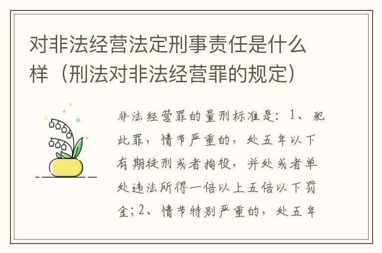 对非法经营法定刑事责任是什么样（刑法对非法经营罪的规定）