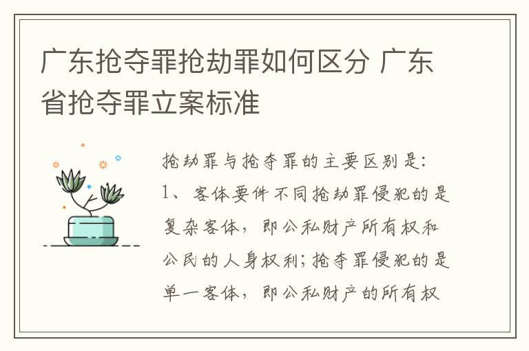 广东抢夺罪抢劫罪如何区分 广东省抢夺罪立案标准