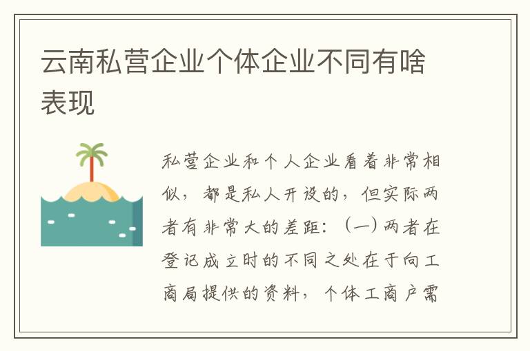 云南私营企业个体企业不同有啥表现