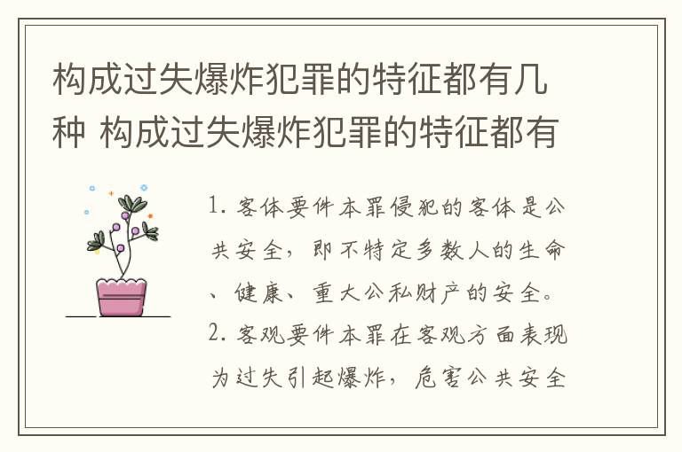 构成过失爆炸犯罪的特征都有几种 构成过失爆炸犯罪的特征都有几种