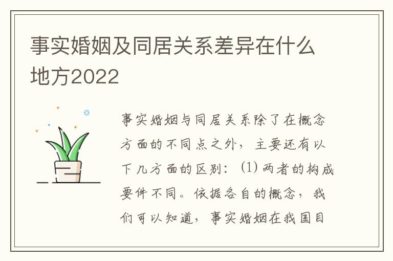 事实婚姻及同居关系差异在什么地方2022