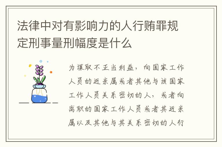 法律中对有影响力的人行贿罪规定刑事量刑幅度是什么