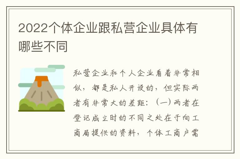 2022个体企业跟私营企业具体有哪些不同