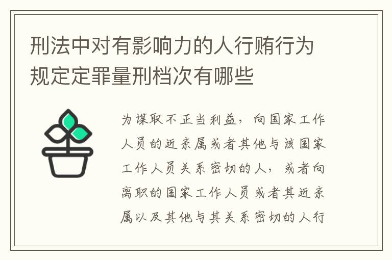 刑法中对有影响力的人行贿行为规定定罪量刑档次有哪些