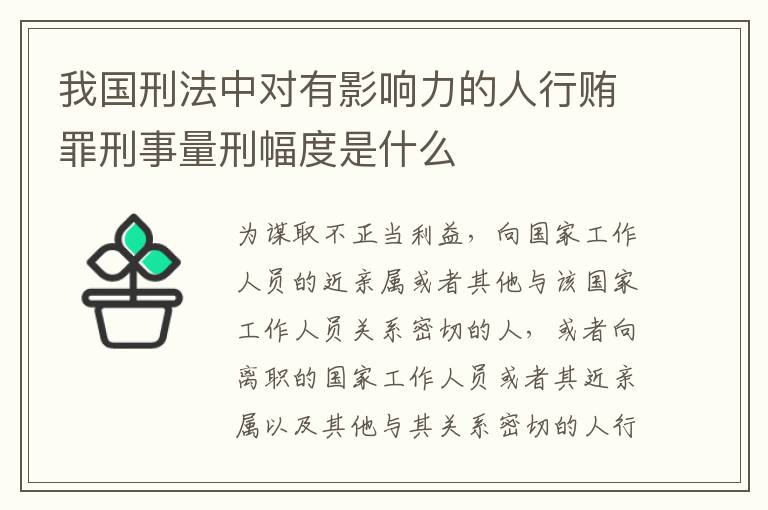 我国刑法中对有影响力的人行贿罪刑事量刑幅度是什么