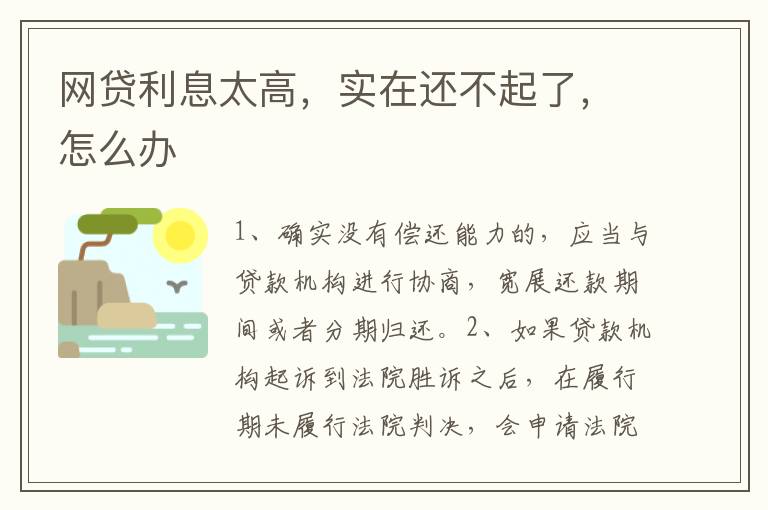 网贷利息太高，实在还不起了，怎么办