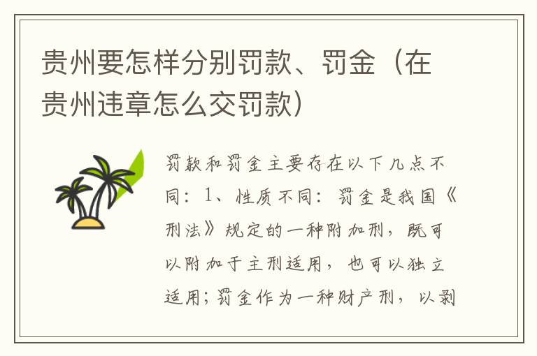 贵州要怎样分别罚款、罚金（在贵州违章怎么交罚款）