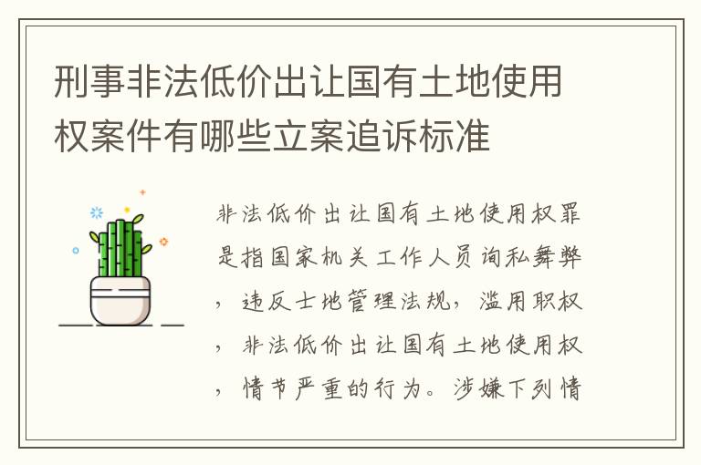 刑事非法低价出让国有土地使用权案件有哪些立案追诉标准