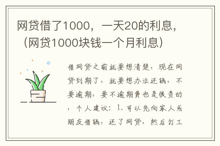 网贷借了1000，一天20的利息，（网贷1000块钱一个月利息）