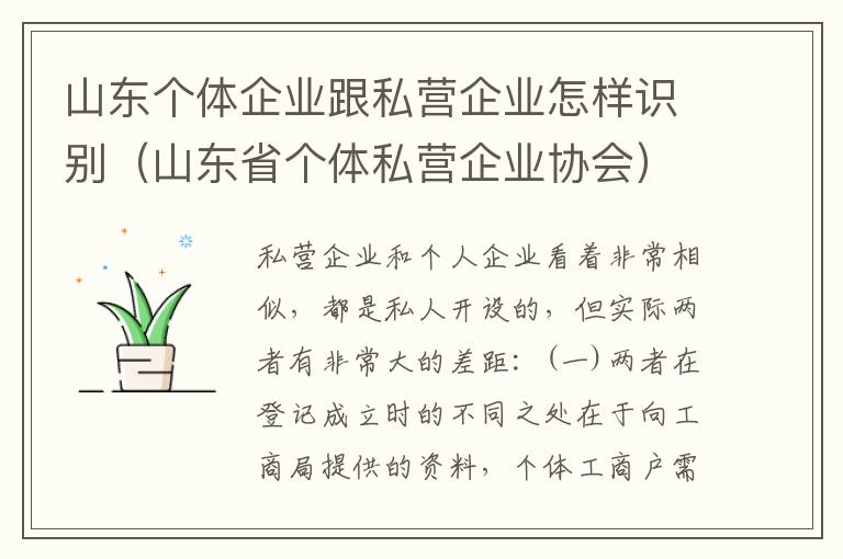 山东个体企业跟私营企业怎样识别（山东省个体私营企业协会）