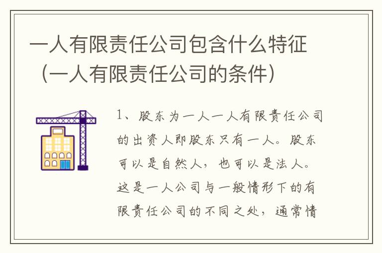 一人有限责任公司包含什么特征（一人有限责任公司的条件）