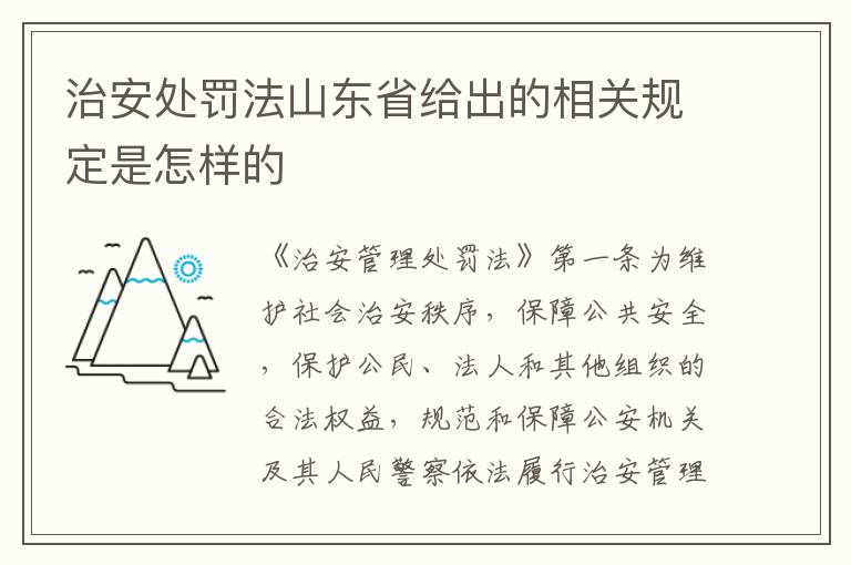 治安处罚法山东省给出的相关规定是怎样的