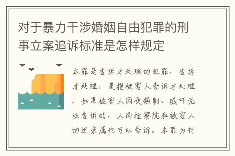 对于暴力干涉婚姻自由犯罪的刑事立案追诉标准是怎样规定