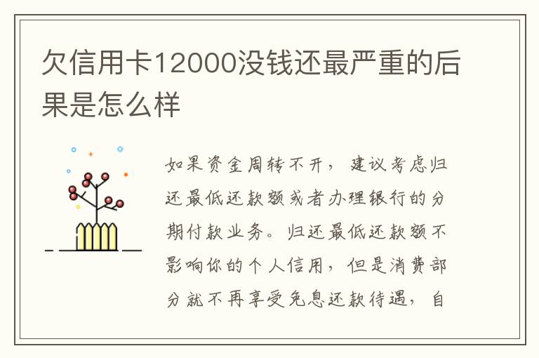 欠信用卡12000没钱还最严重的后果是怎么样