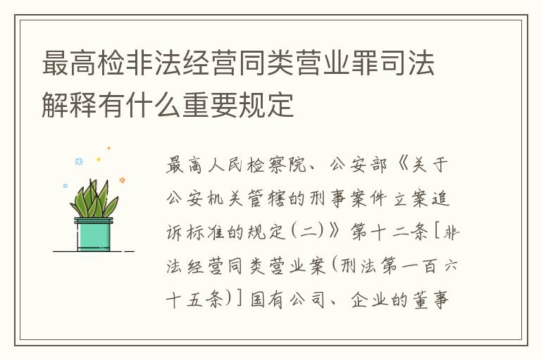 最高检非法经营同类营业罪司法解释有什么重要规定