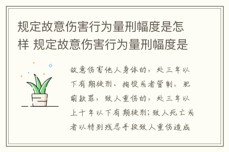 规定故意伤害行为量刑幅度是怎样 规定故意伤害行为量刑幅度是怎样的