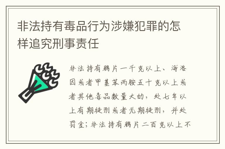 非法持有毒品行为涉嫌犯罪的怎样追究刑事责任