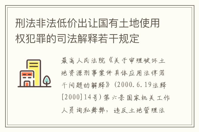 刑法非法低价出让国有土地使用权犯罪的司法解释若干规定