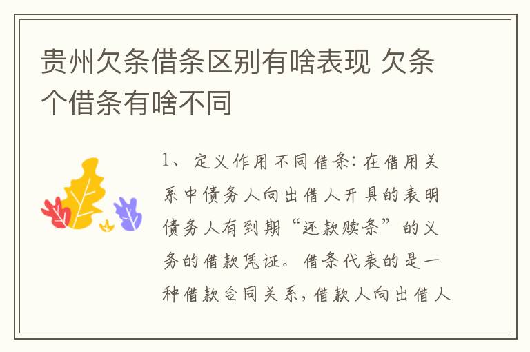 贵州欠条借条区别有啥表现 欠条个借条有啥不同