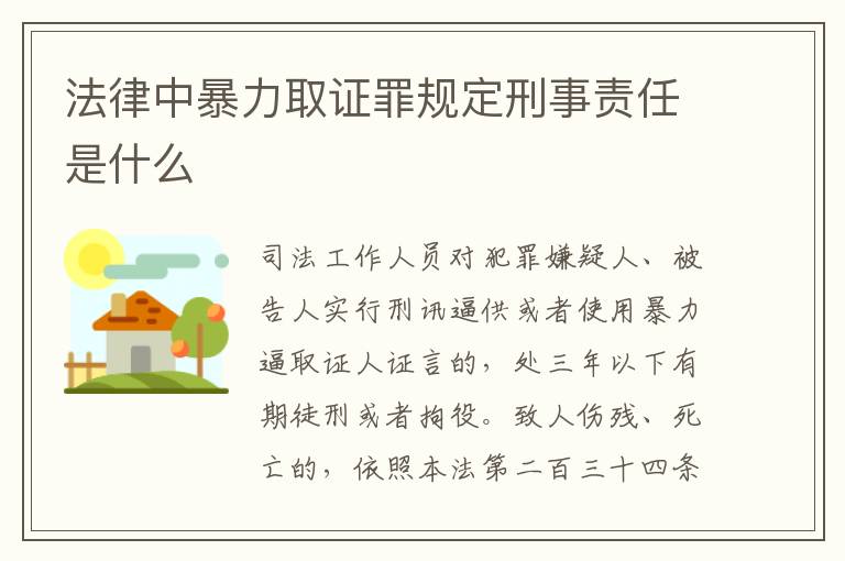 法律中暴力取证罪规定刑事责任是什么