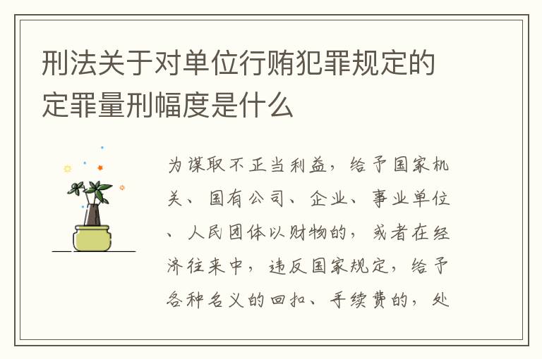 刑法关于对单位行贿犯罪规定的定罪量刑幅度是什么