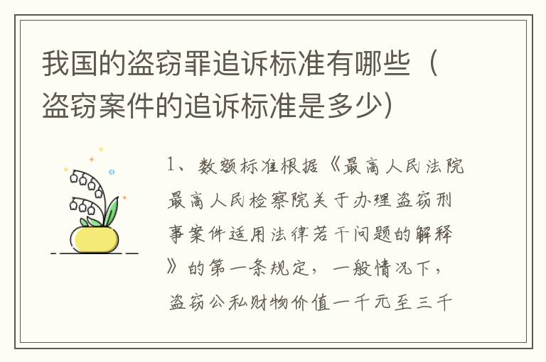 我国的盗窃罪追诉标准有哪些（盗窃案件的追诉标准是多少）