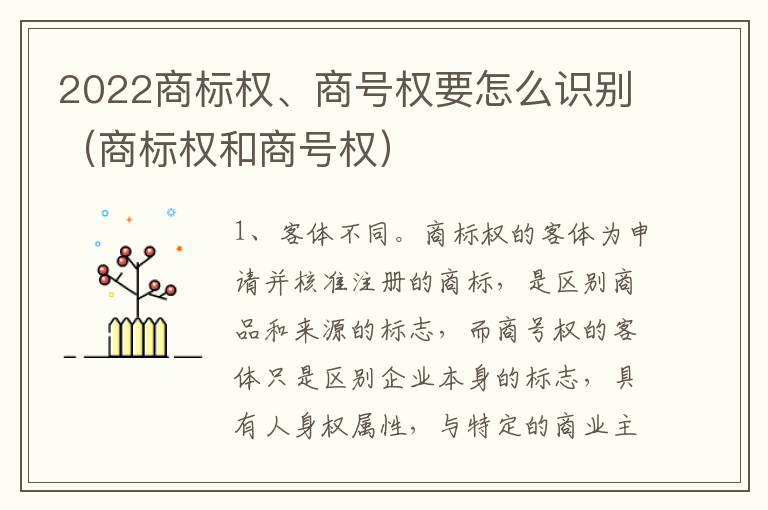 2022商标权、商号权要怎么识别（商标权和商号权）