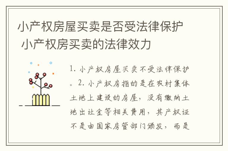 小产权房屋买卖是否受法律保护 小产权房买卖的法律效力