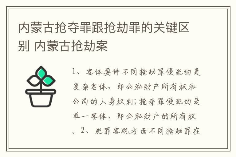 内蒙古抢夺罪跟抢劫罪的关键区别 内蒙古抢劫案