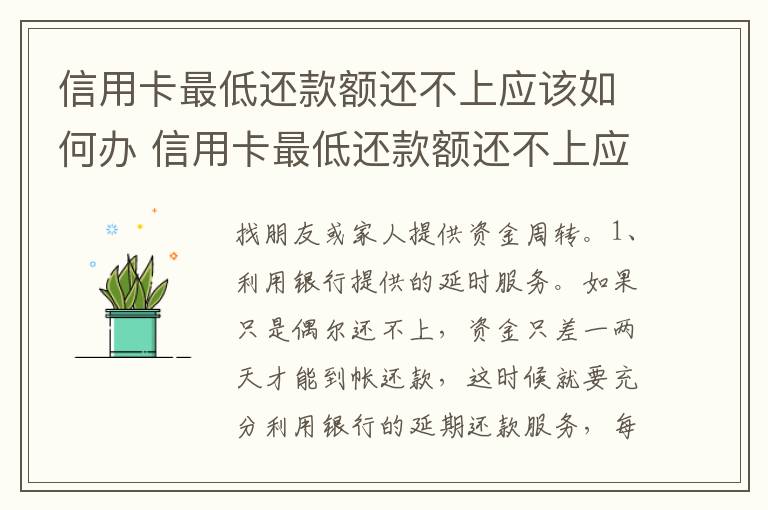 信用卡最低还款额还不上应该如何办 信用卡最低还款额还不上应该如何办