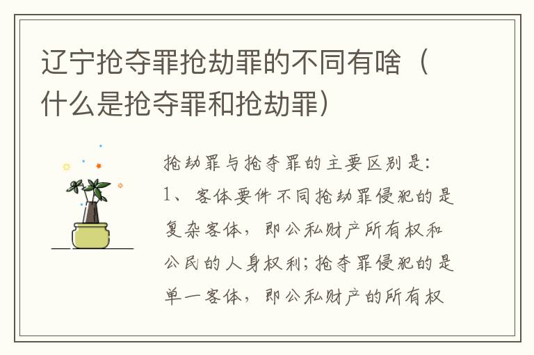 辽宁抢夺罪抢劫罪的不同有啥（什么是抢夺罪和抢劫罪）