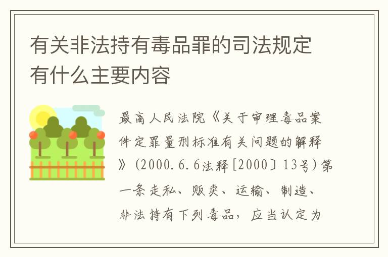 有关非法持有毒品罪的司法规定有什么主要内容