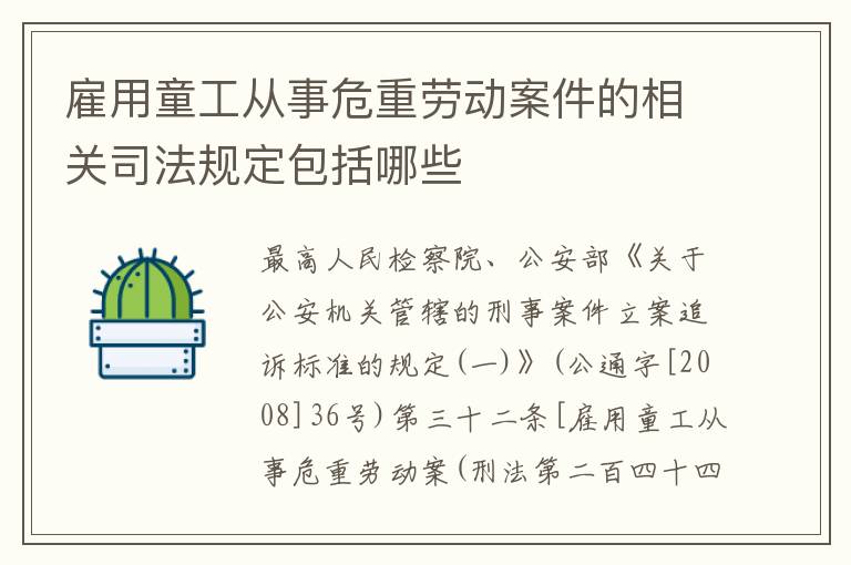 雇用童工从事危重劳动案件的相关司法规定包括哪些