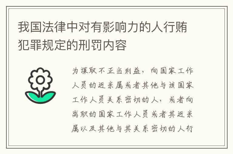 我国法律中对有影响力的人行贿犯罪规定的刑罚内容