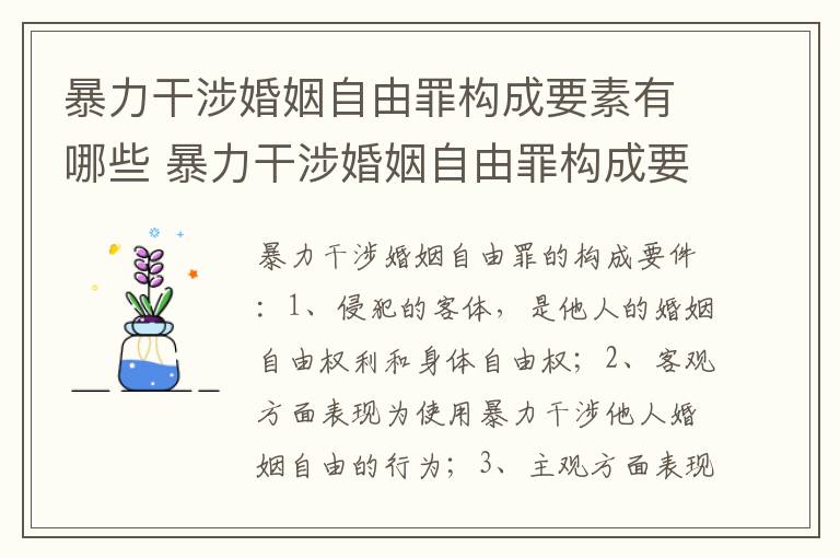 暴力干涉婚姻自由罪构成要素有哪些 暴力干涉婚姻自由罪构成要素有哪些方面