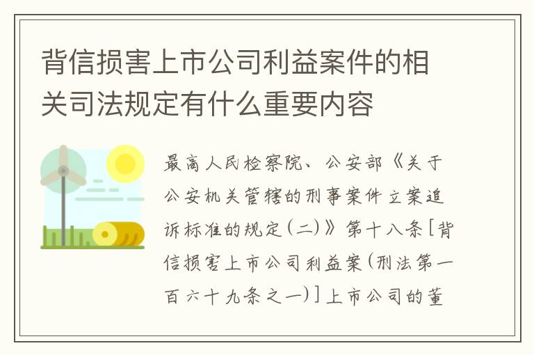 背信损害上市公司利益案件的相关司法规定有什么重要内容