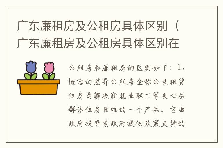 广东廉租房及公租房具体区别（广东廉租房及公租房具体区别在哪）