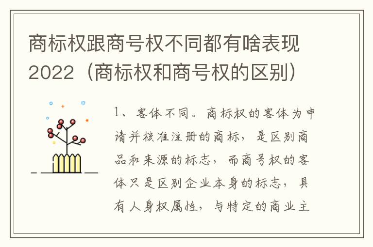 商标权跟商号权不同都有啥表现2022（商标权和商号权的区别）