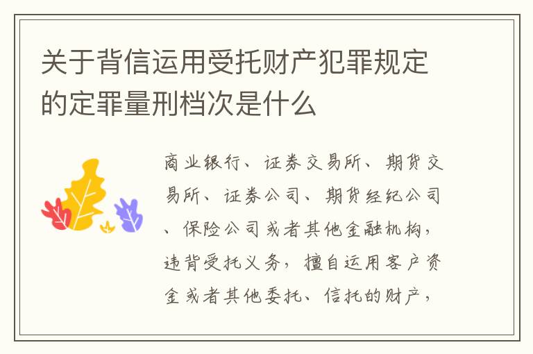 关于背信运用受托财产犯罪规定的定罪量刑档次是什么