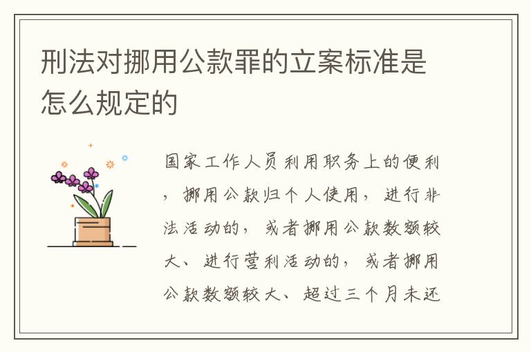 刑法对挪用公款罪的立案标准是怎么规定的