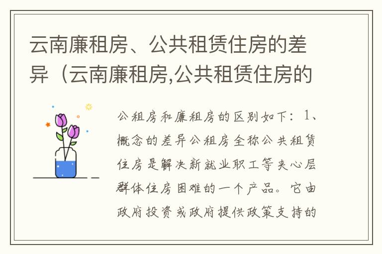 云南廉租房、公共租赁住房的差异（云南廉租房,公共租赁住房的差异是什么）