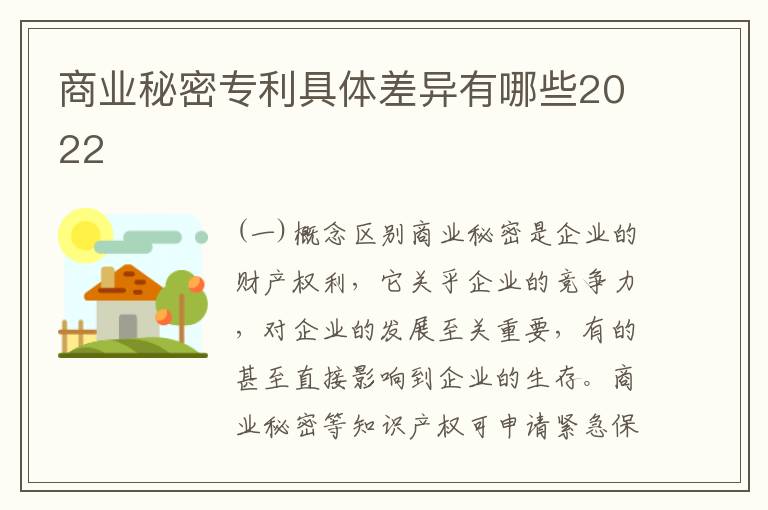 商业秘密专利具体差异有哪些2022