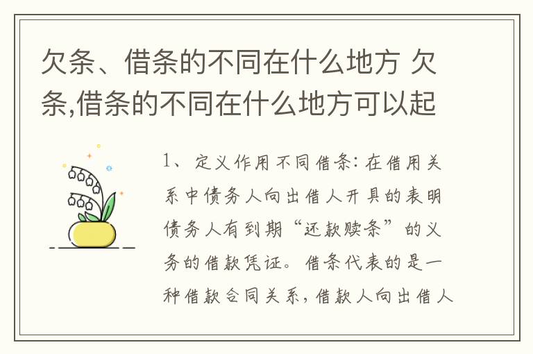 欠条、借条的不同在什么地方 欠条,借条的不同在什么地方可以起诉