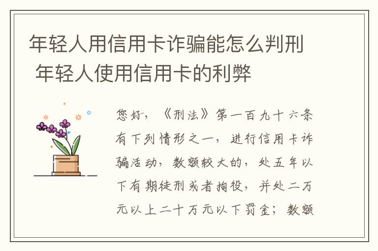 年轻人用信用卡诈骗能怎么判刑 年轻人使用信用卡的利弊